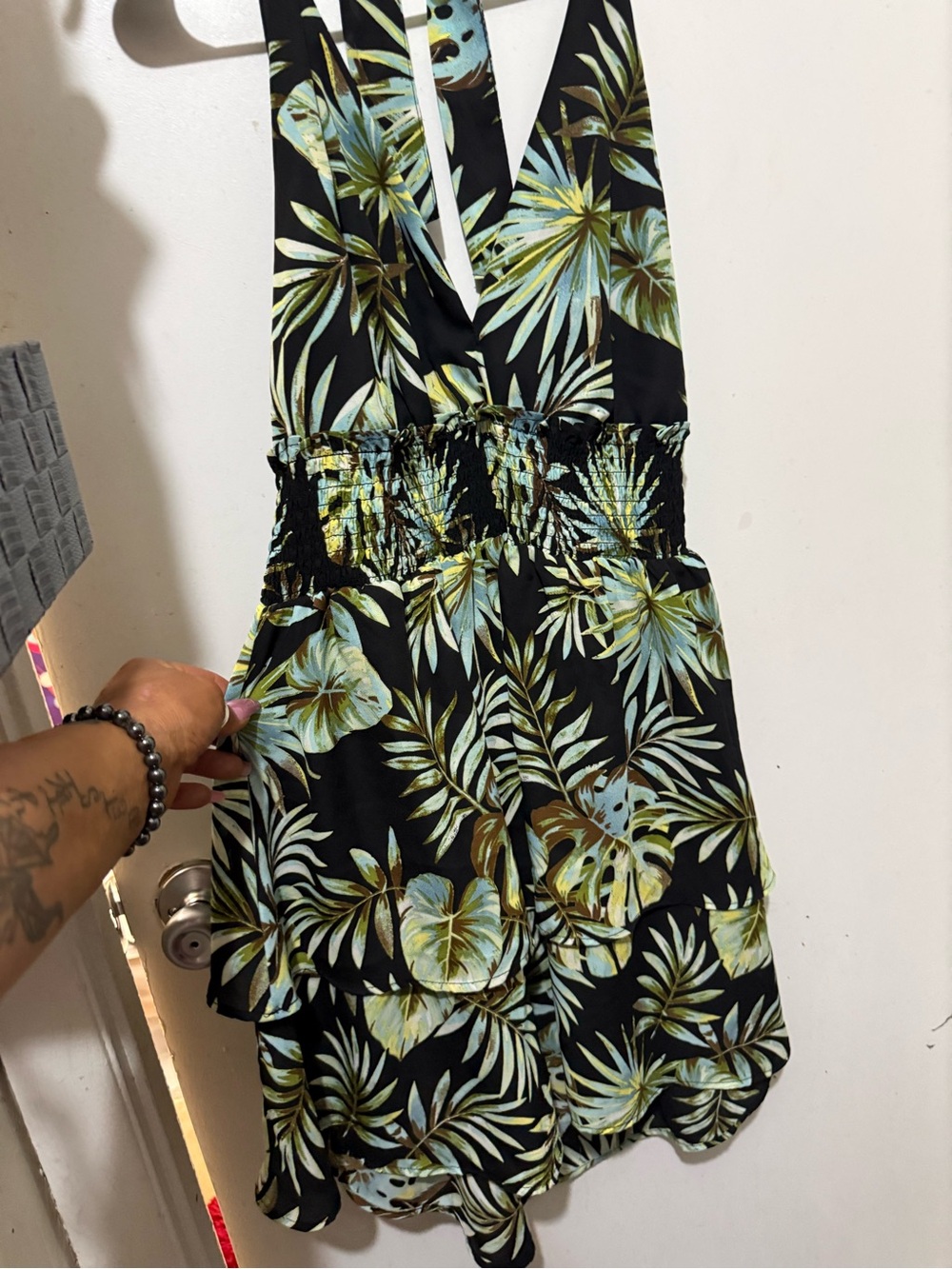 Womens Tropical Print mini backless dress